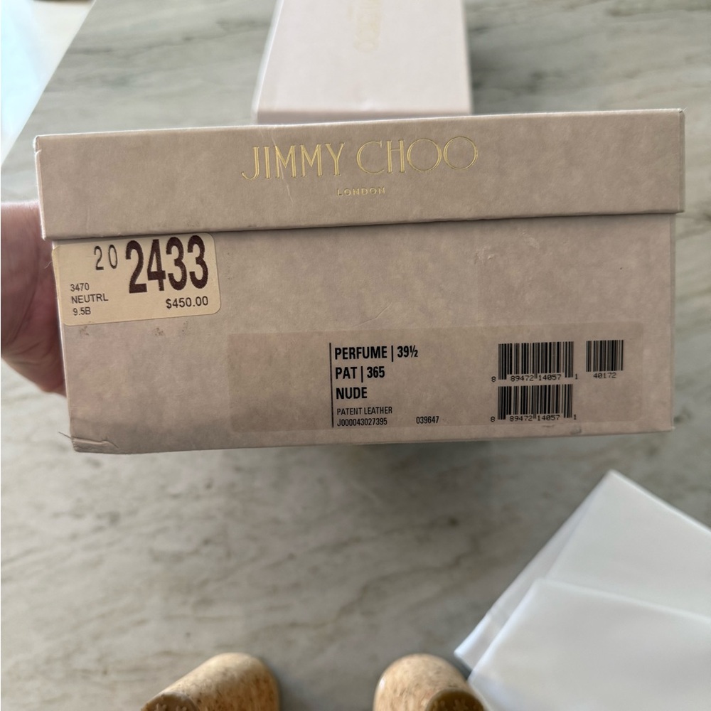 Jimmy Choo Nude Perfume Patent Leather Wedge Sandals - Picture 6 of 6